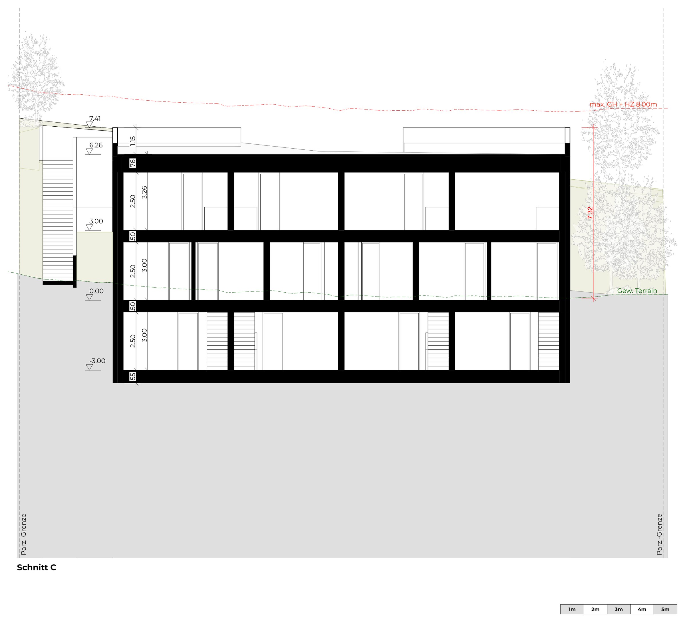 Collina: Schnitt C durch Haus A