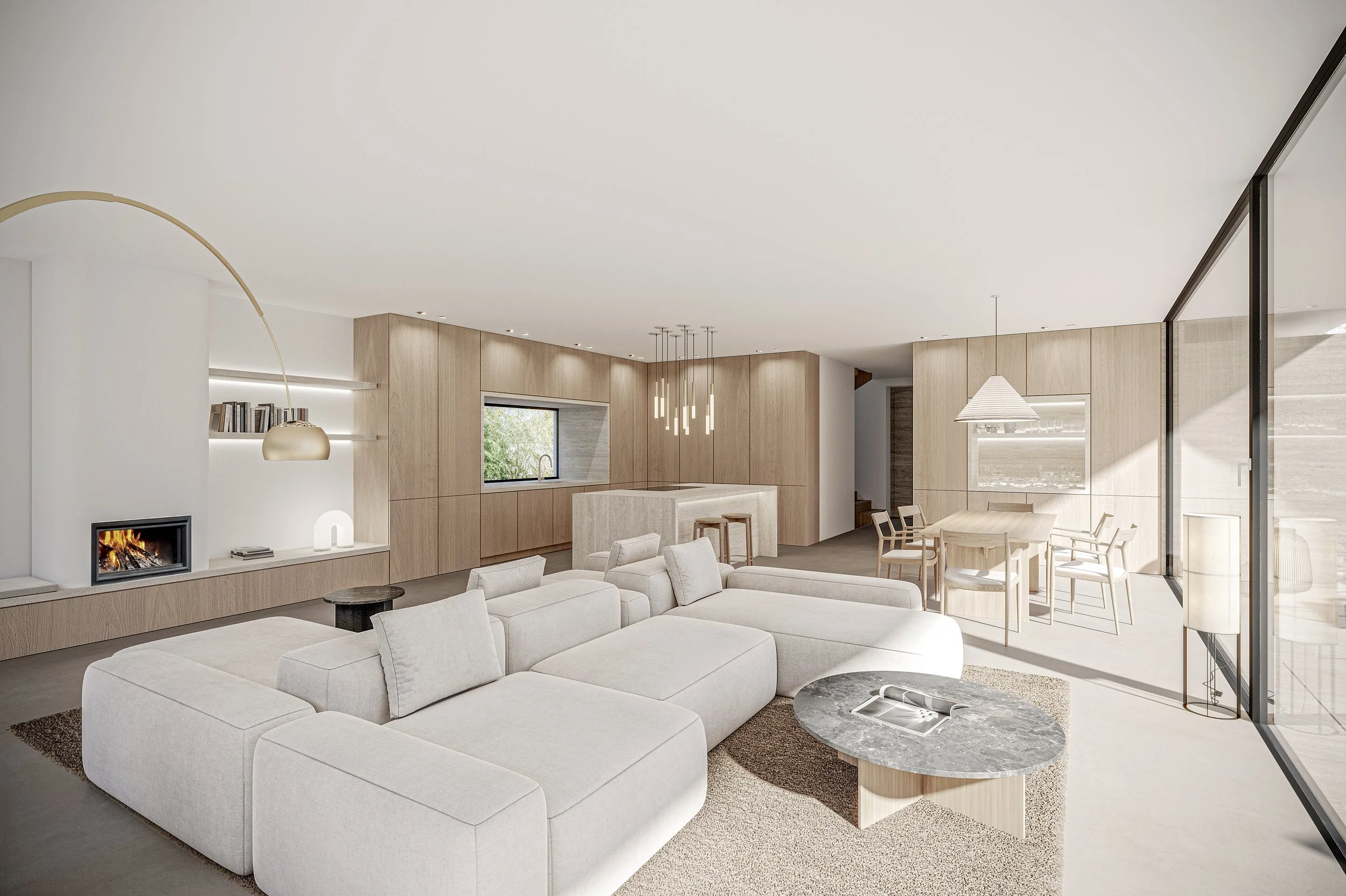 semplice, Zürichsee — Villa Semplice, Sichtbeton-Sockel, Satteldach