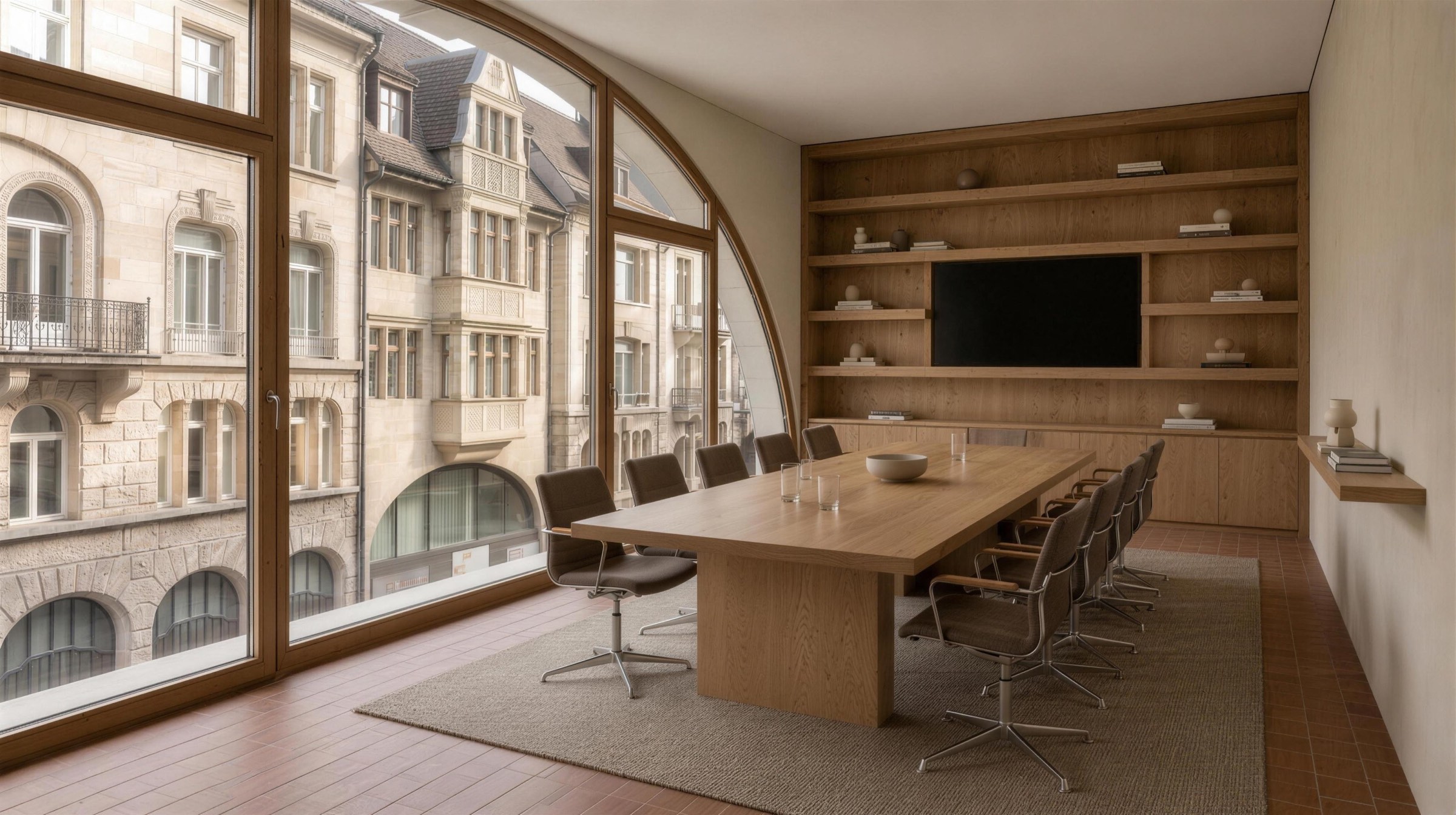 Spina: Sitzungszimmer mit Regalwand, zweites Obergeschoss